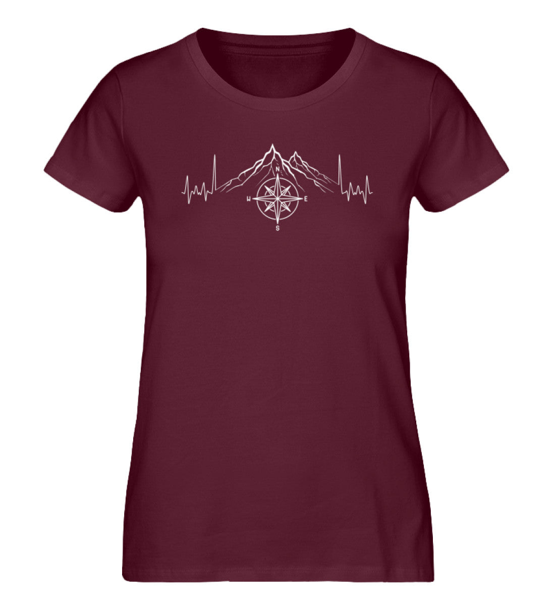 Herzschlag Berge und Kompass - Damen Organic T-Shirt' berge camping klettern wandern Weinrot