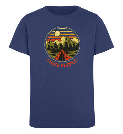 I Hate People - Kinder Premium Organic T-Shirt camping Navyblau