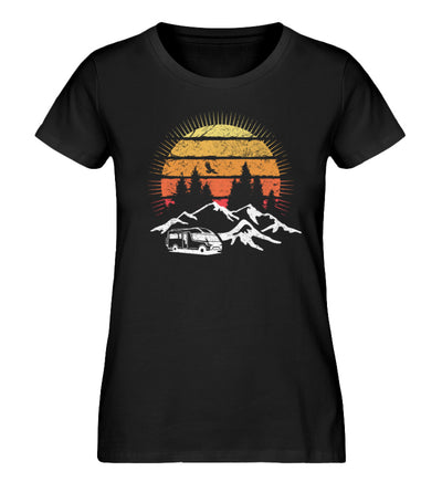 Wohnmobil Sonne Vintage - Damen Organic T-Shirt camping Schwarz