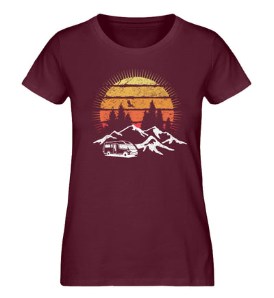 Wohnmobil Sonne Vintage - Damen Organic T-Shirt camping Weinrot