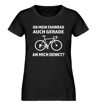 Ob mein Fahrrad gerade an mich denkt- Damen Premium Organic T-Shirt fahrrad Schwarz