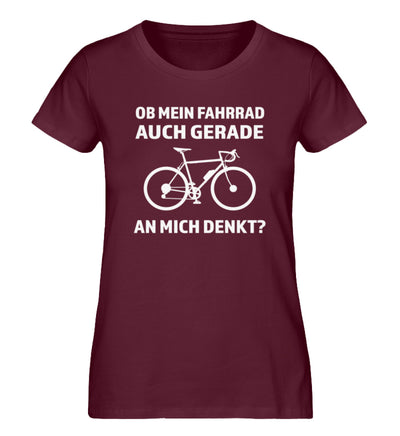 Ob mein Fahrrad gerade an mich denkt- Damen Premium Organic T-Shirt fahrrad Weinrot