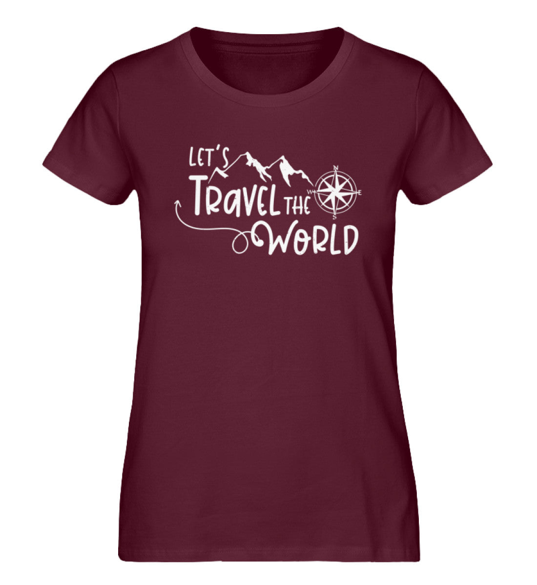Lets travel the world - Damen Organic T-Shirt camping wandern Weinrot