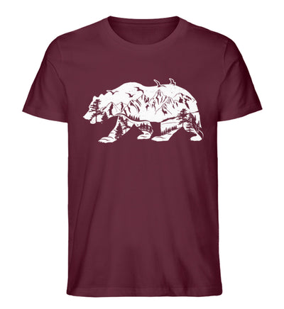 Bär und Berge Abstrakt - Herren Premium Organic T-Shirt berge camping Weinrot