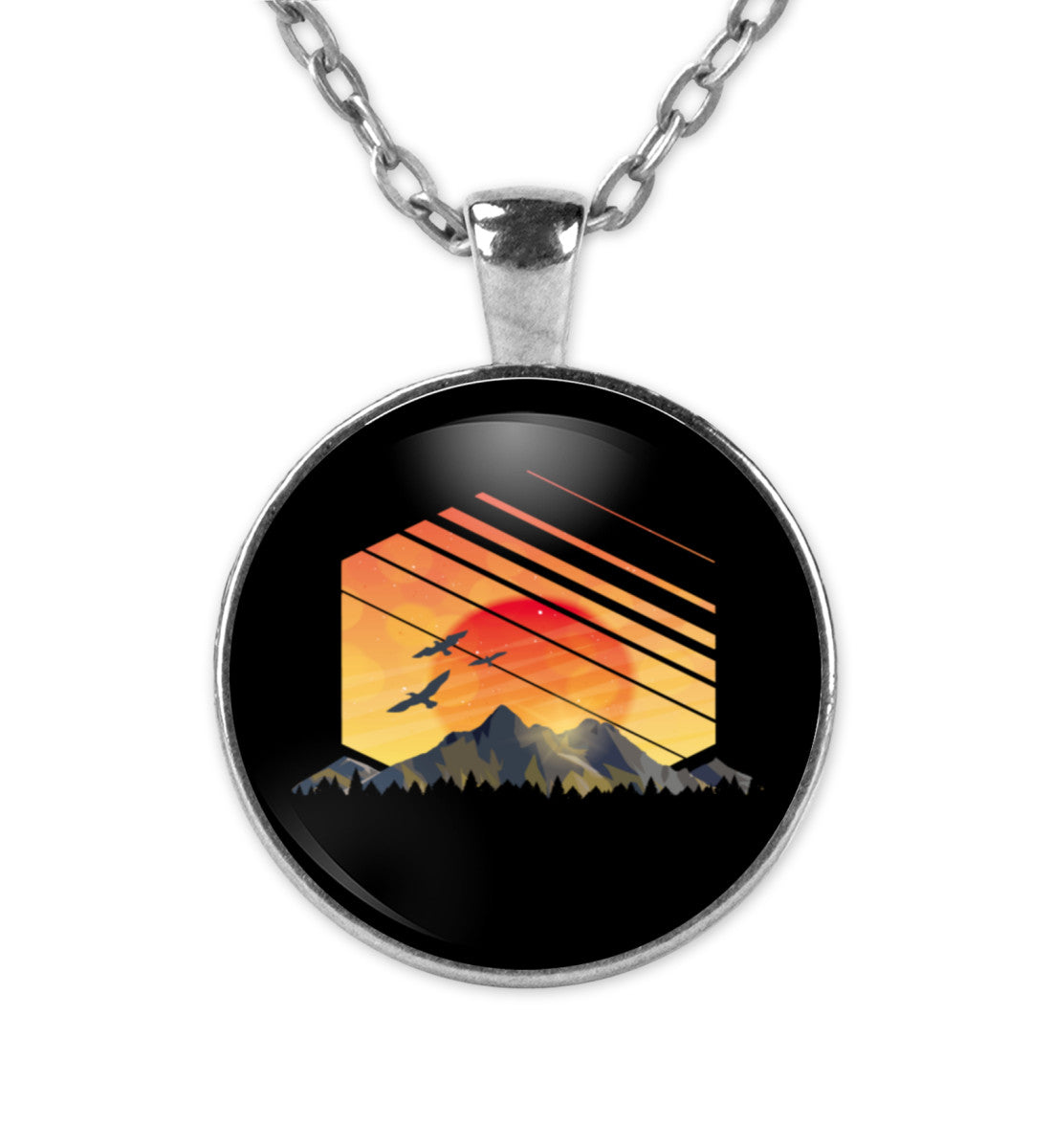 Sonnenaufgang Alpen - Halskette mit Anhänger berge Silber