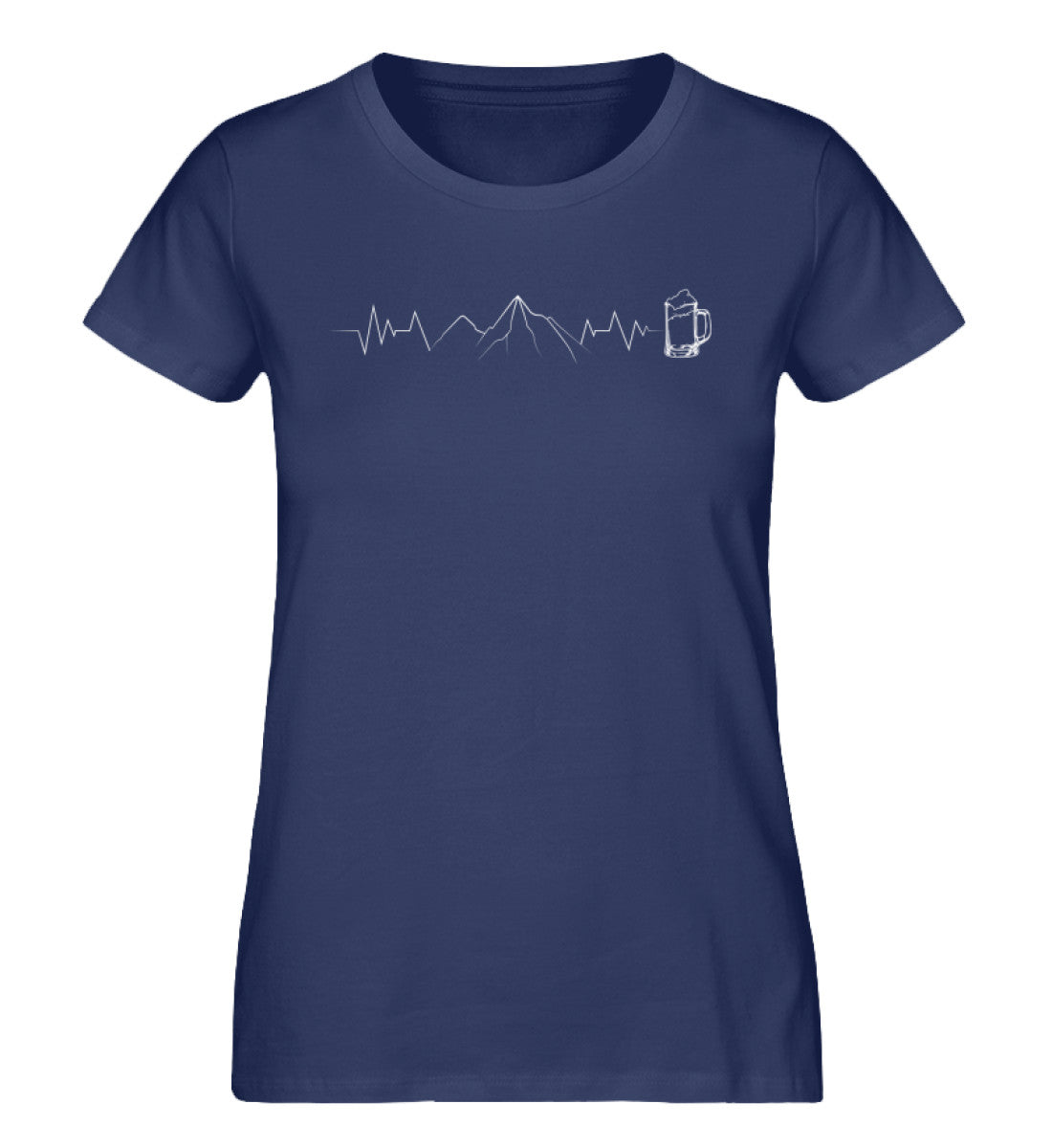 Herzschlag Berg und Bier - Damen Organic T-Shirt' berge wandern Navyblau