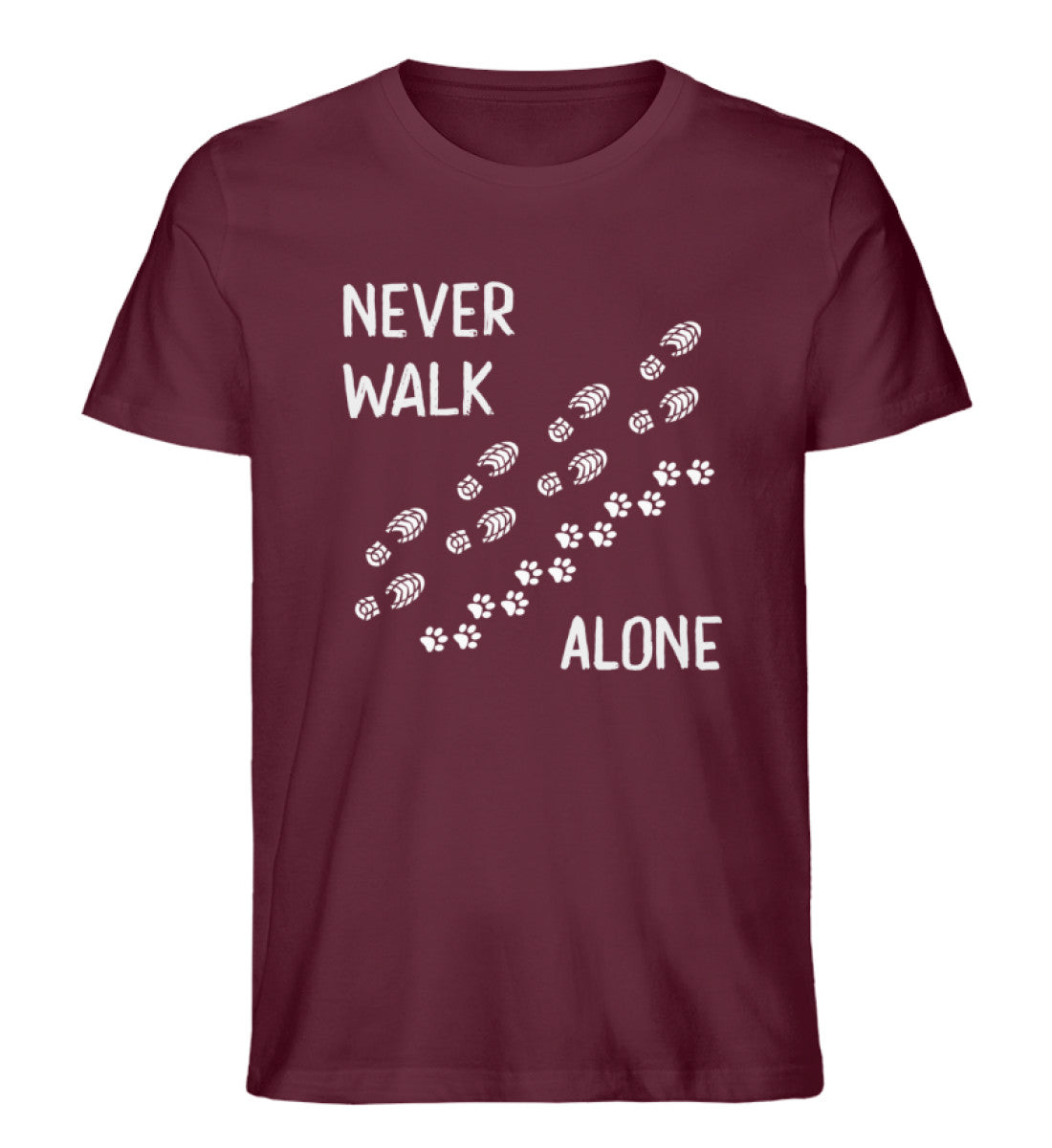 Never walk alone - Herren Premium Organic T-Shirt wandern Weinrot