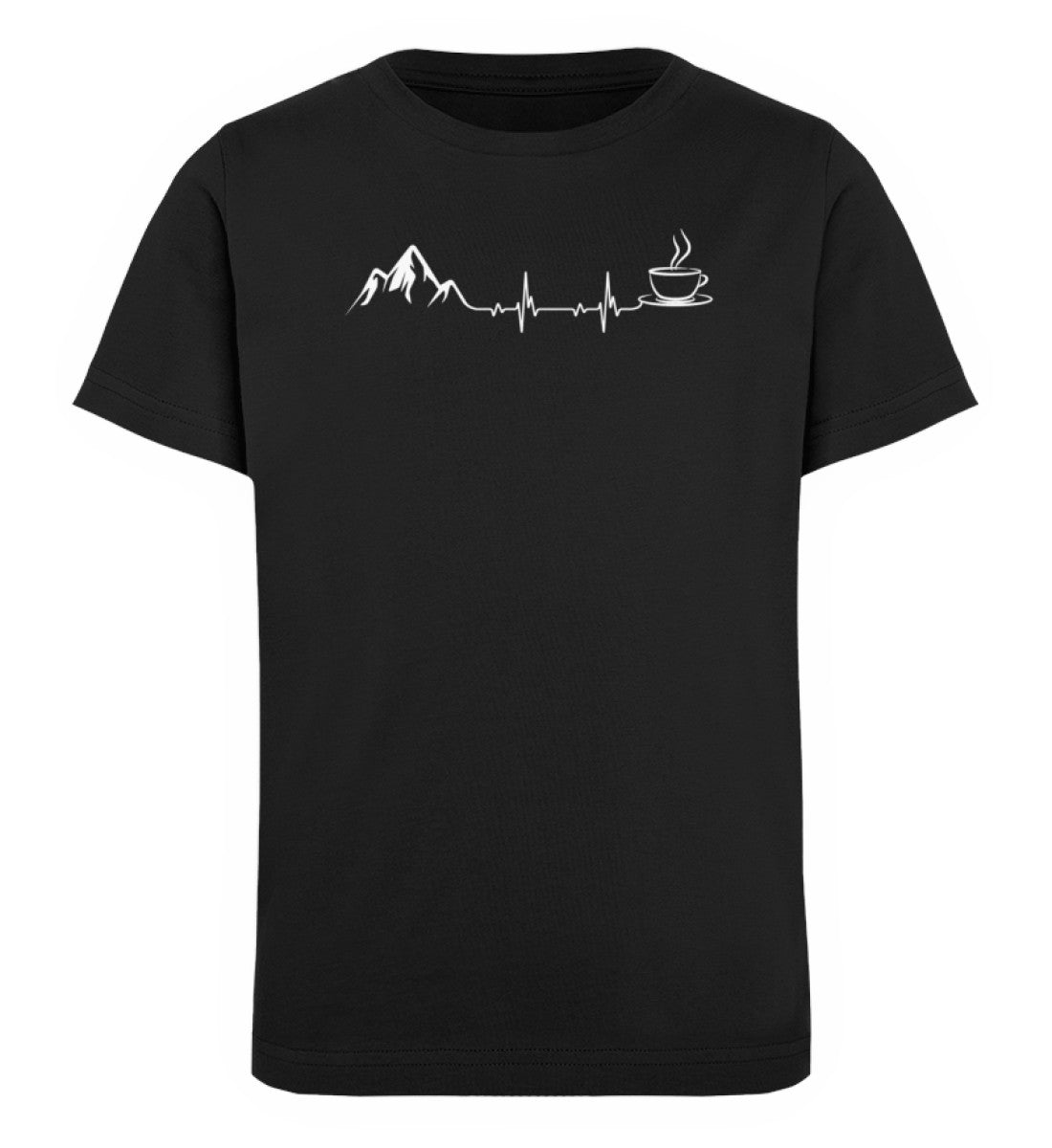 Herzschlag - Berge und Kaffee - Kinder Premium Organic T-Shirt berge wandern Schwarz