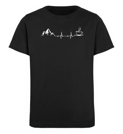 Herzschlag - Berge und Kaffee - Kinder Premium Organic T-Shirt berge wandern Schwarz