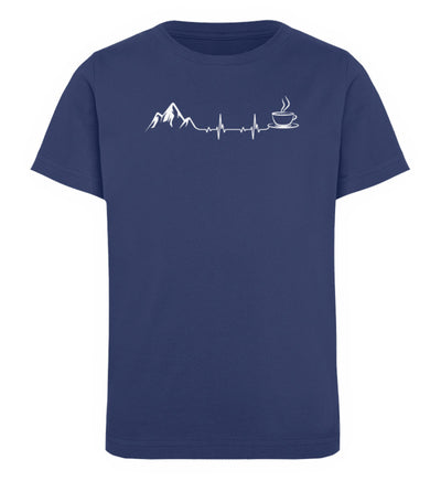 Herzschlag - Berge und Kaffee - Kinder Premium Organic T-Shirt berge wandern Navyblau