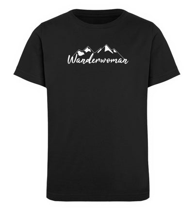 Wanderwoman. - Kinder Premium Organic T-Shirt Schwarz