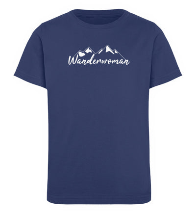 Wanderwoman. - Kinder Premium Organic T-Shirt Navyblau