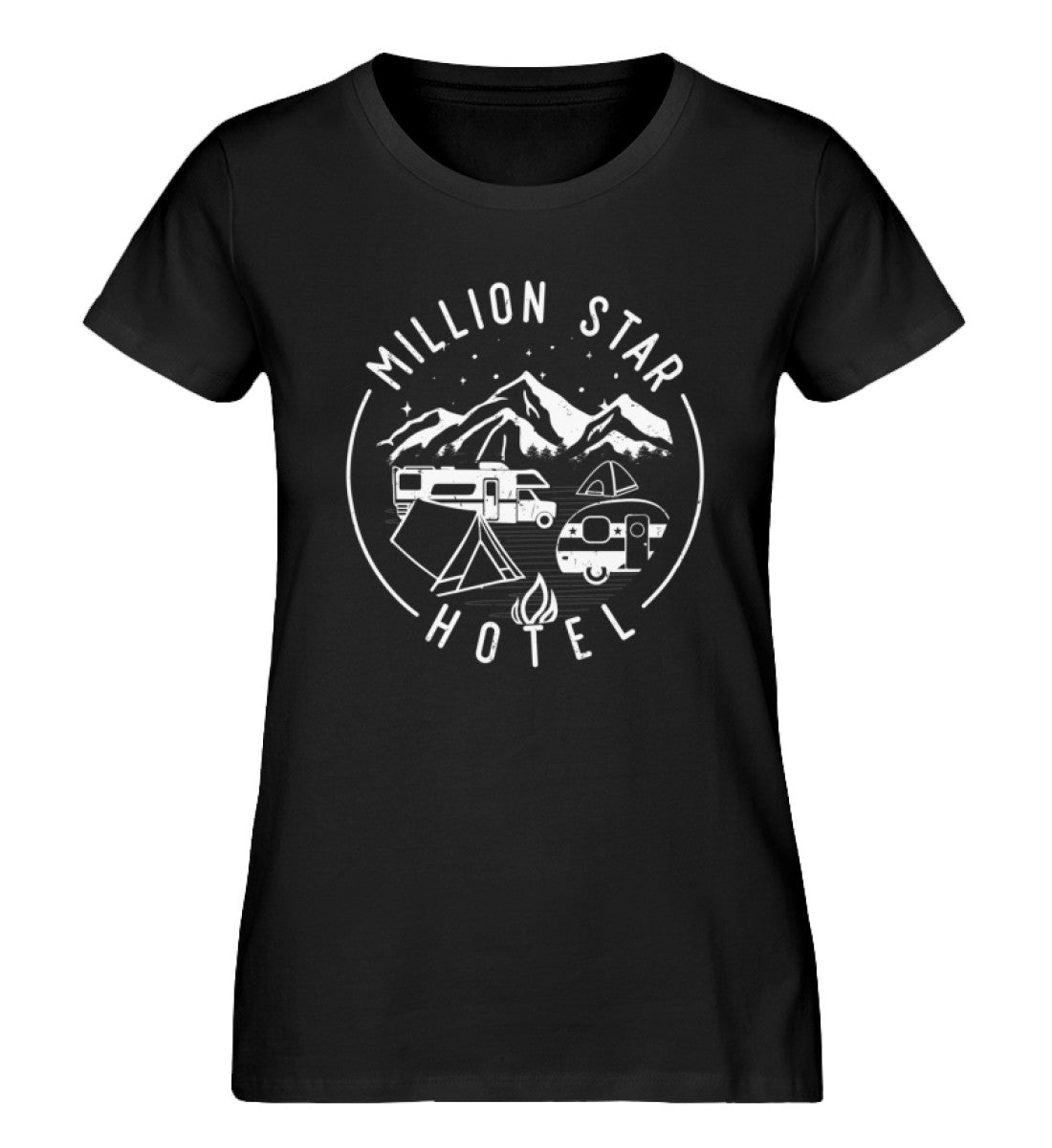 Million Star Hotel - Damen Organic T-Shirt camping Schwarz