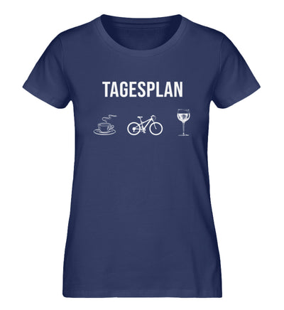 Tagesplan Kaffee, Fahrrad und Wein - Damen Organic T-Shirt fahrrad mountainbike Navyblau