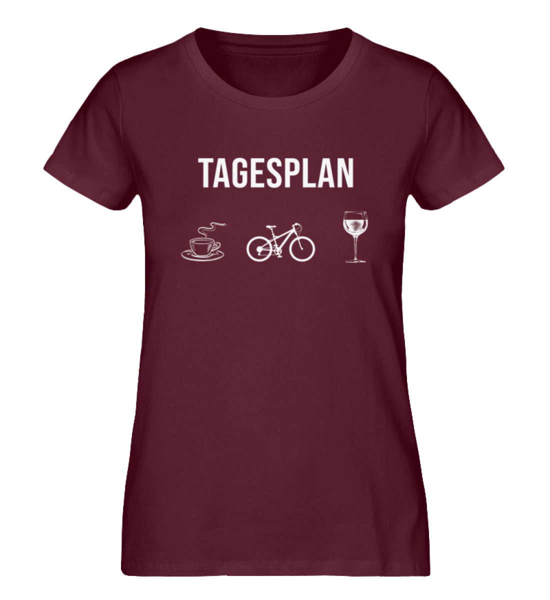 Tagesplan Kaffee, Fahrrad und Wein - Damen Organic T-Shirt fahrrad mountainbike Weinrot