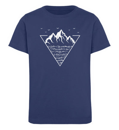 Berg Geometrisch - Kinder Premium Organic T-Shirt berge wandern Navyblau