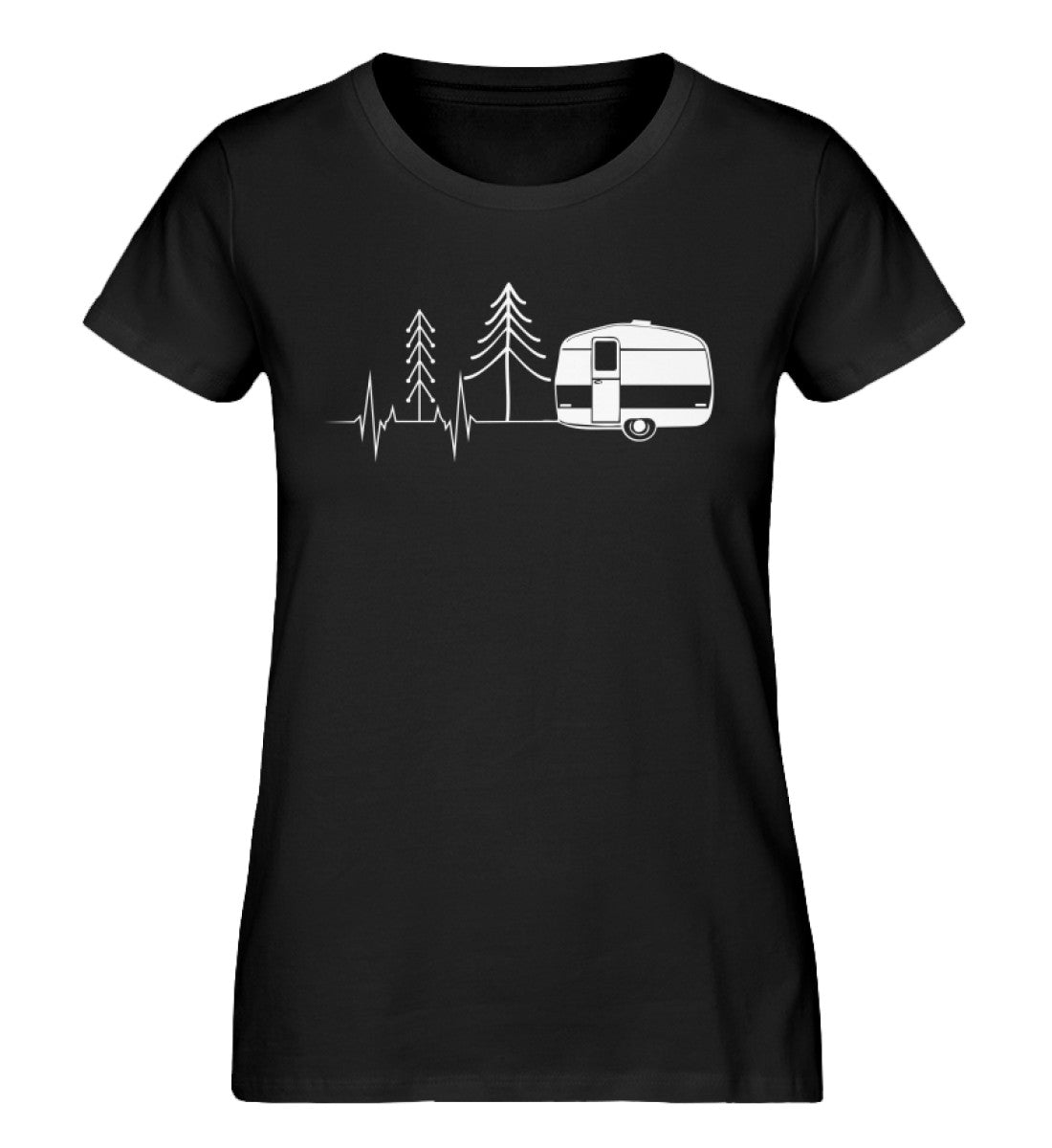 Herzschlag Wohnwagen - Damen Organic T-Shirt camping Schwarz