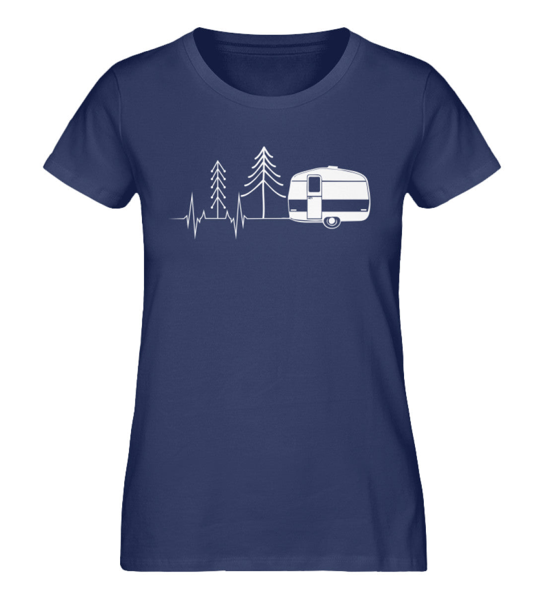 Herzschlag Wohnwagen - Damen Organic T-Shirt camping Navyblau