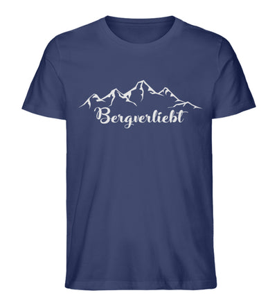 Bergverliebt - Herren Organic T-Shirt berge wandern Navyblau