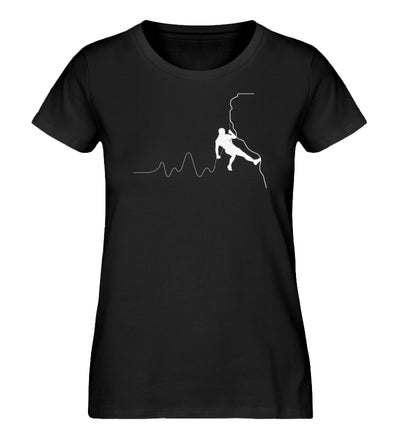 Herzschlag Bergsteiger - Damen Premium Organic T-Shirt klettern Schwarz