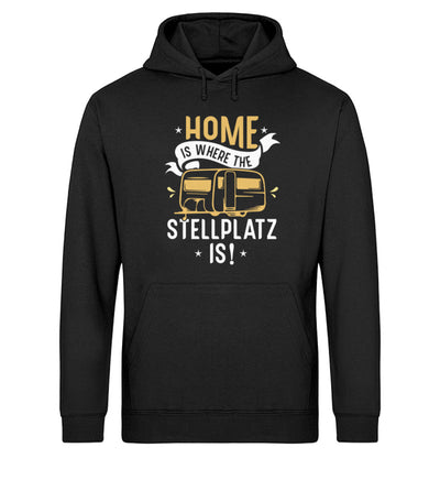Home is where the Stellplatz is - Unisex Organic Hoodie camping Schwarz