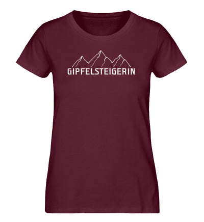 Gipfelsteigerin - Damen Organic T-Shirt berge klettern wandern Weinrot