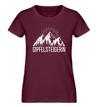 Die Gipfelsteigerin - Damen Organic T-Shirt berge klettern wandern Weinrot