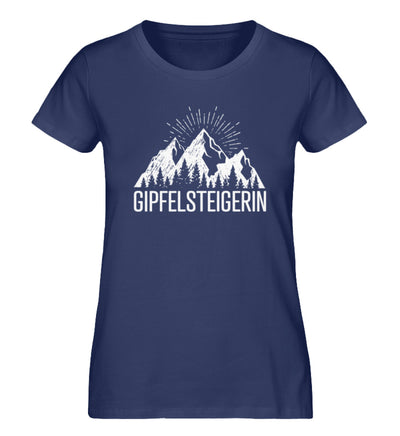 Die Gipfelsteigerin - Damen Organic T-Shirt berge klettern wandern Navyblau