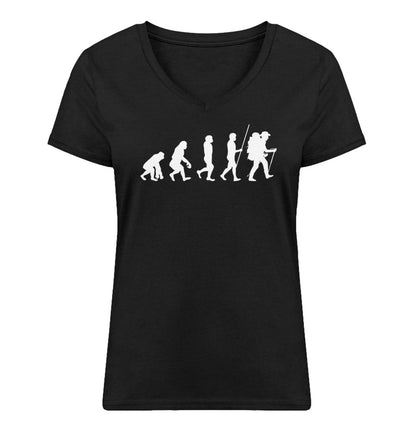 Evolution Wandermensch - Damen Organic V-Neck Shirt wandern Schwarz