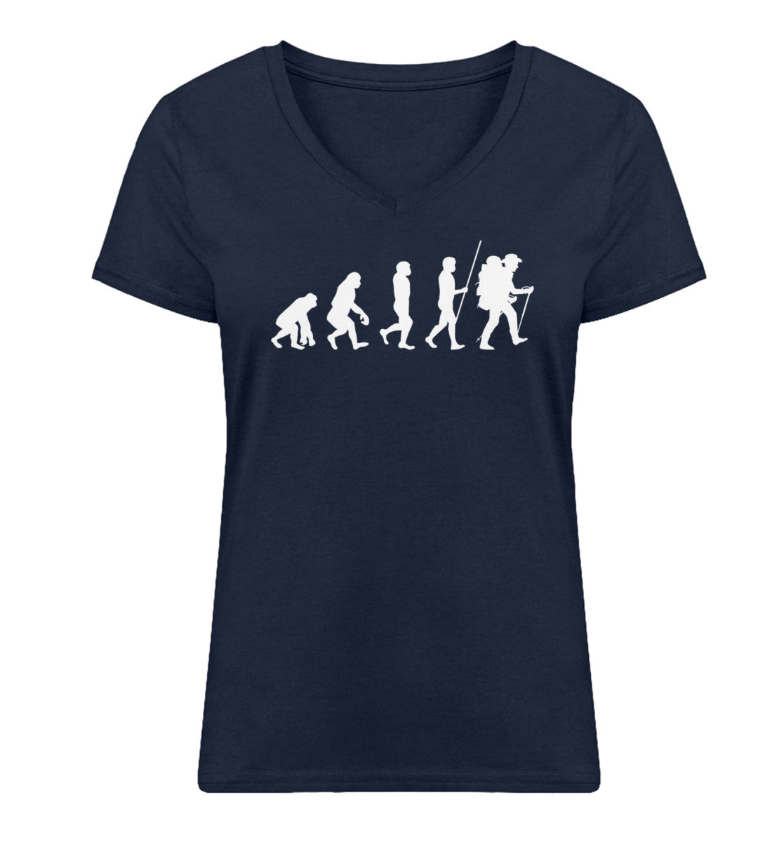 Evolution Wandermensch - Damen Organic V-Neck Shirt wandern Navyblau