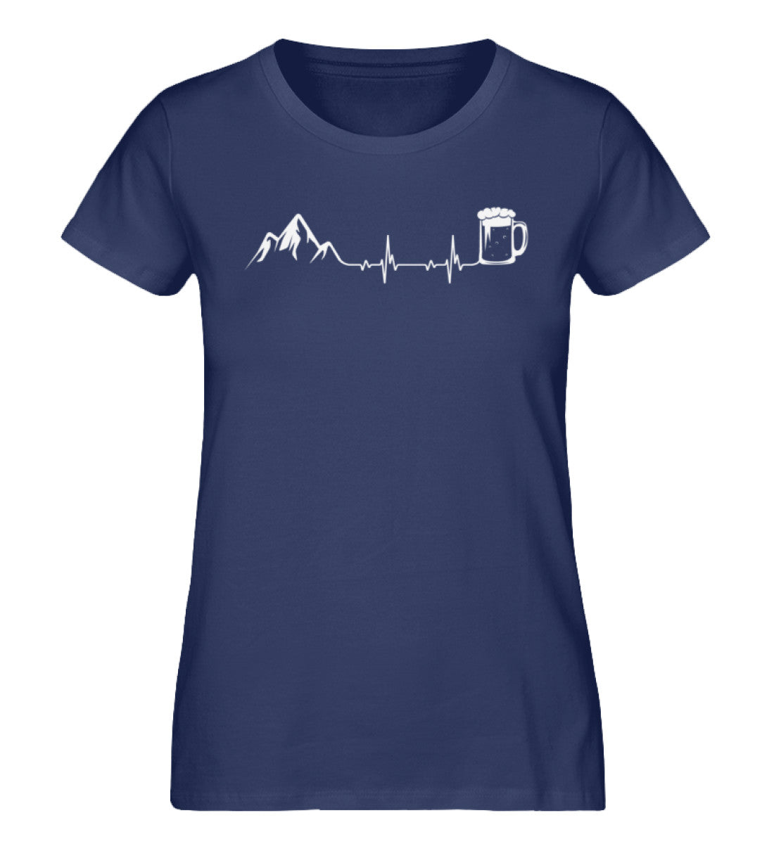 Herzschlag Berge und Bier - Damen Organic T-Shirt' berge klettern wandern Navyblau