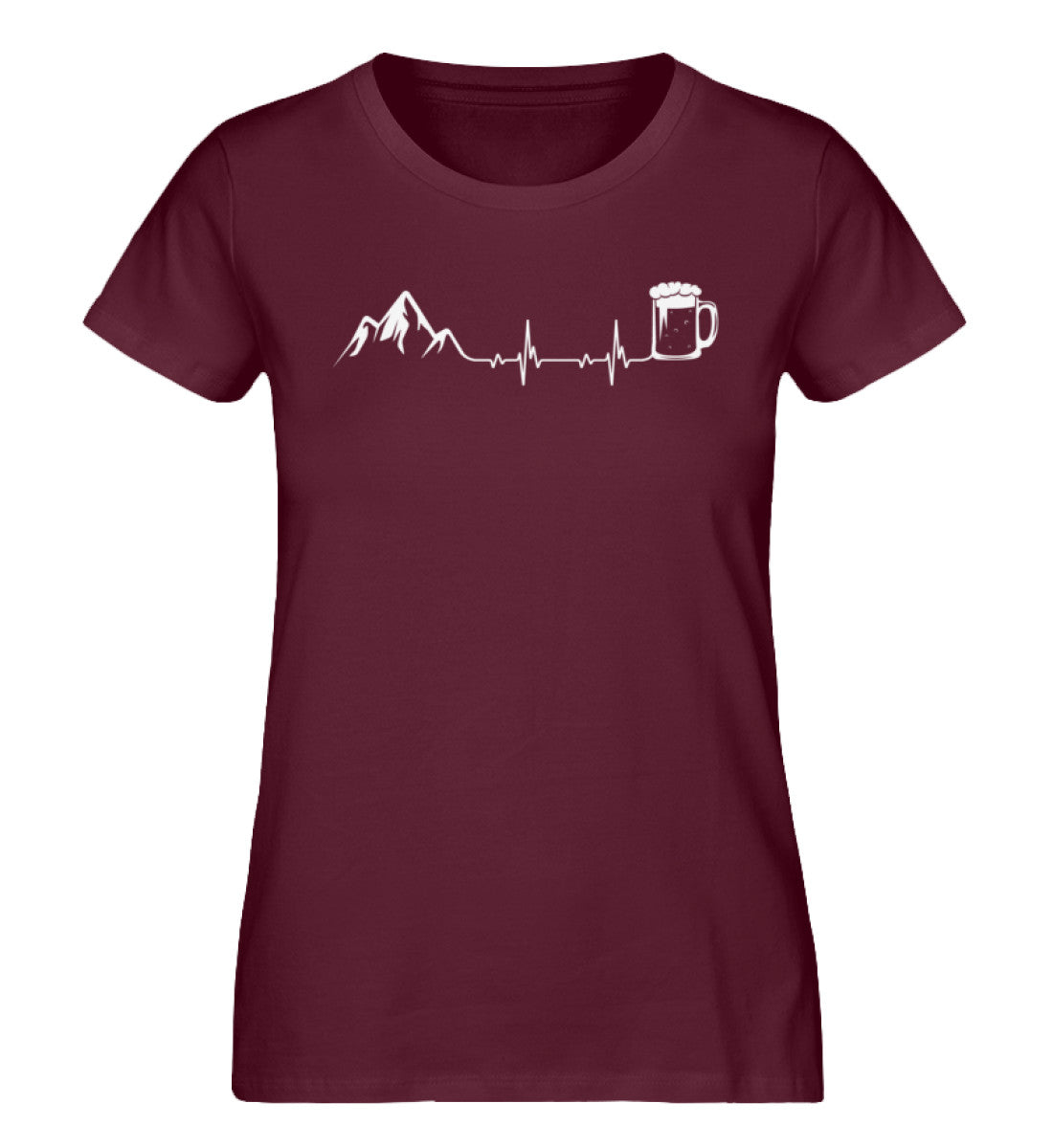 Herzschlag Berge und Bier - Damen Organic T-Shirt' berge klettern wandern Weinrot