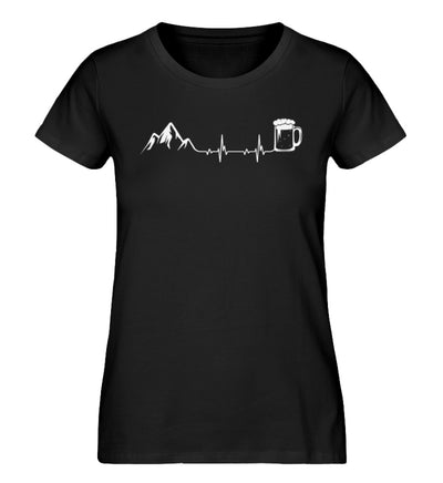 Herzschlag Berge und Bier - Damen Organic T-Shirt' berge klettern wandern Schwarz