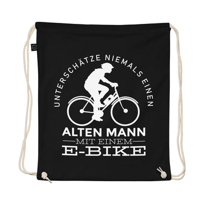 Alter Mann Mit Einem E-Bike - Organic Turnbeutel e-bike Schwarz
