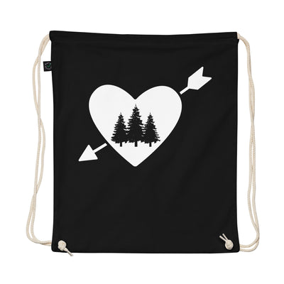 Arrow Heart And Trees - Organic Turnbeutel camping Schwarz