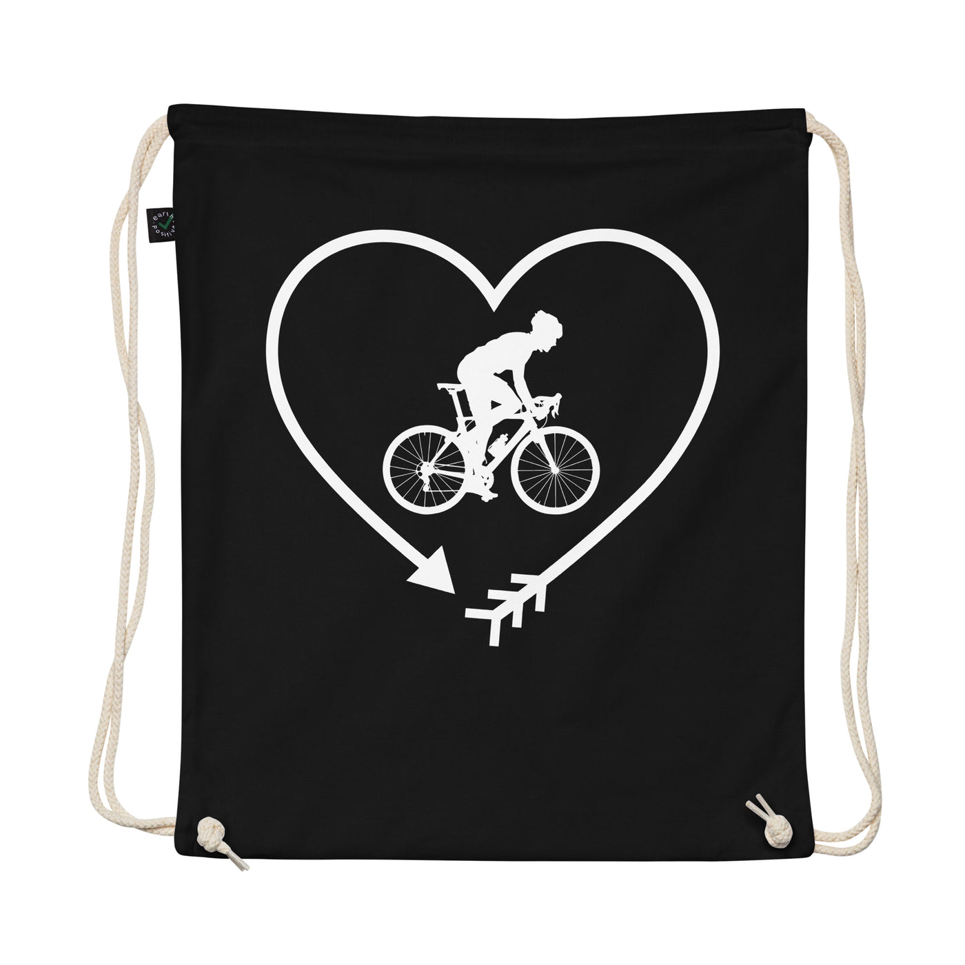 Arrow In Heartshape And Cycling 1 - Organic Turnbeutel fahrrad Schwarz