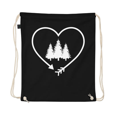 Arrow In Heartshape And Trees - Organic Turnbeutel camping Schwarz