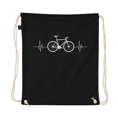 Fahrrad Herzschlag - Organic Turnbeutel fahrrad mountainbike Schwarz