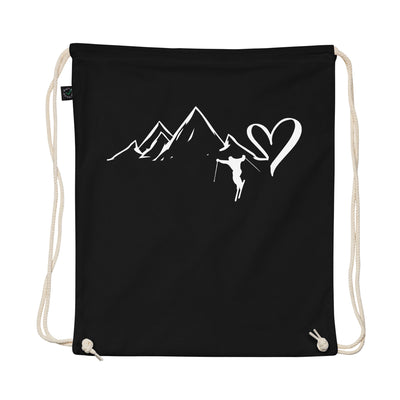 Heart - Mountain - Skiing - Organic Turnbeutel ski Schwarz