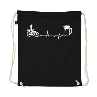 Heartbeat Beer And Cycling - Organic Turnbeutel fahrrad Schwarz