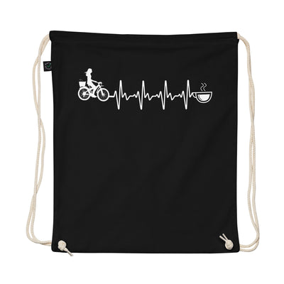 Heartbeat Coffee And Cycling - Organic Turnbeutel fahrrad Schwarz