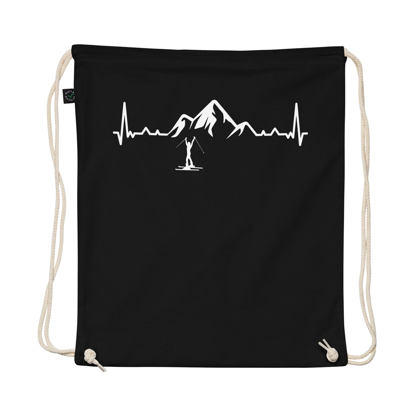 Heartbeat Mountain 1 And Skiing - Organic Turnbeutel ski Schwarz