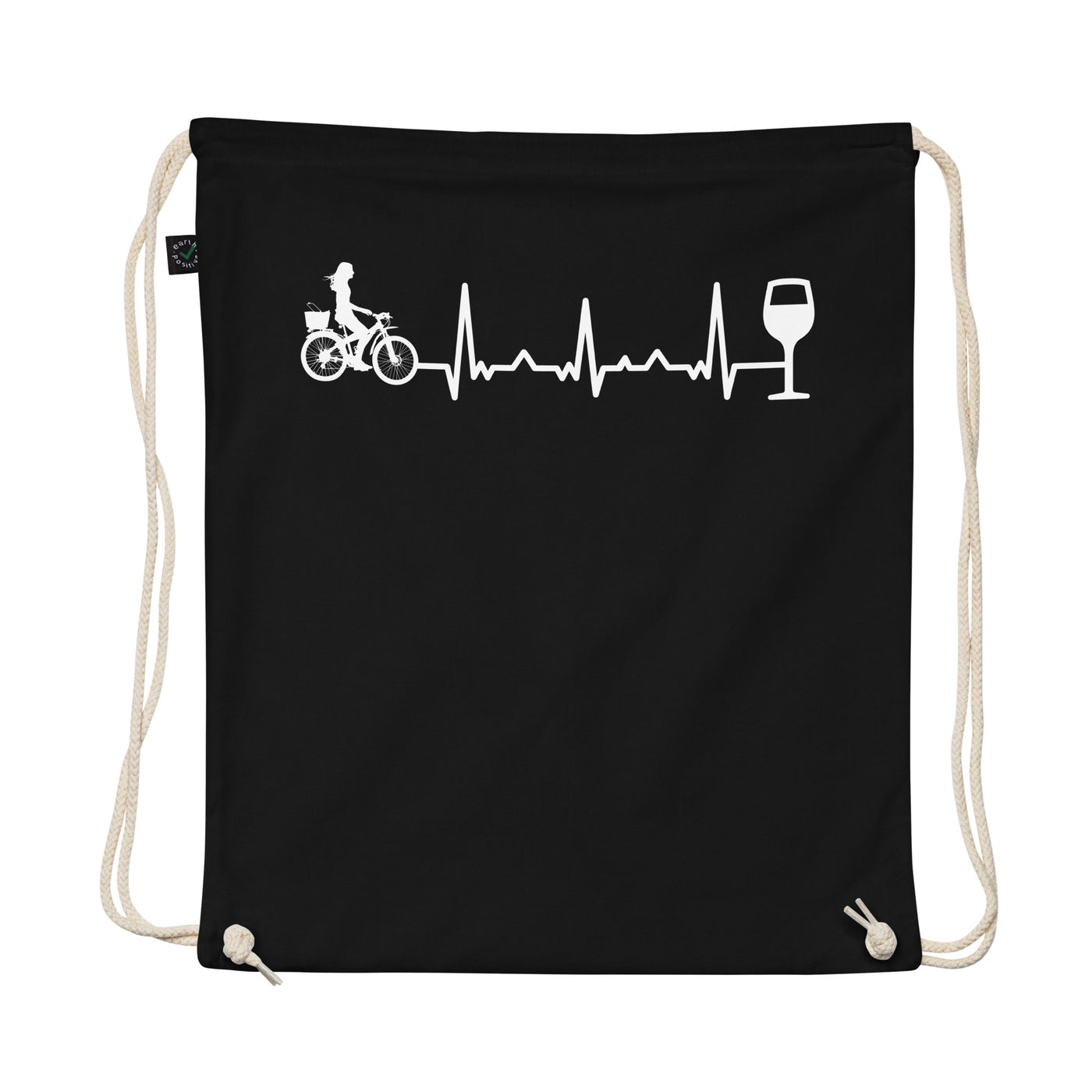 Heartbeat Wine And Cycling - Organic Turnbeutel fahrrad Schwarz
