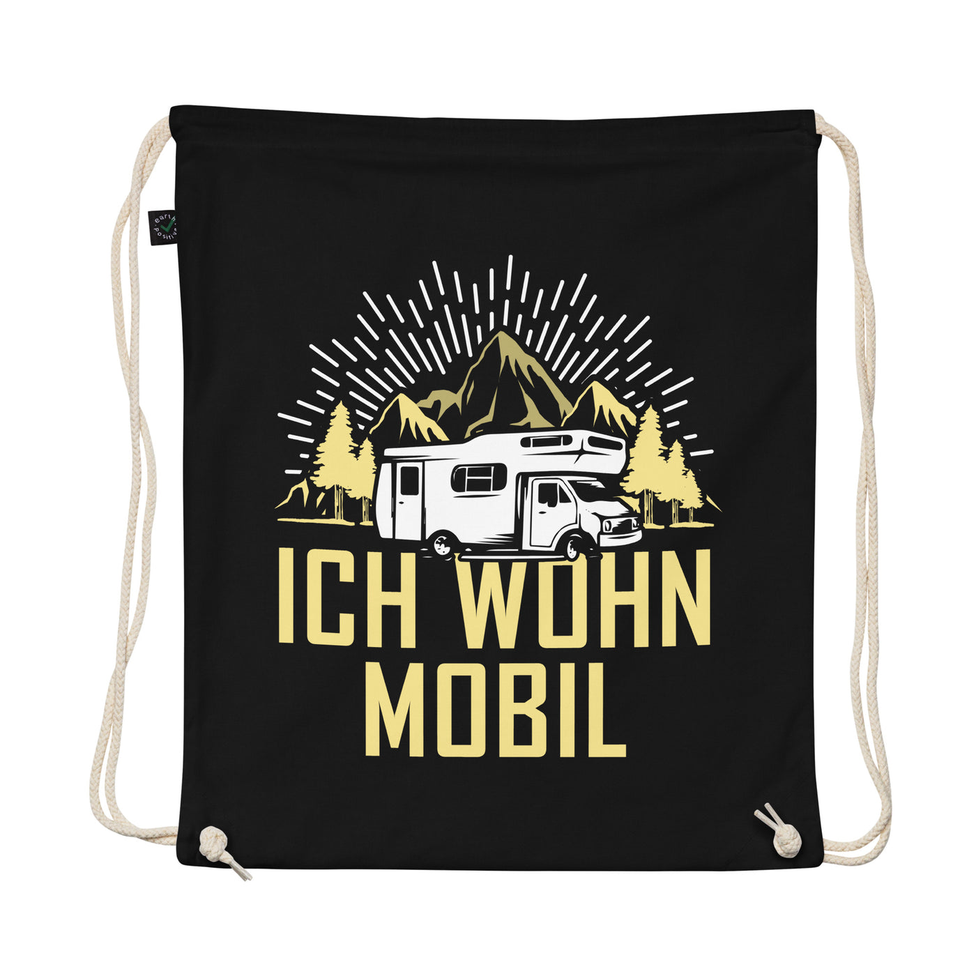 Ich Wohn Mobil - Organic Turnbeutel camping Schwarz