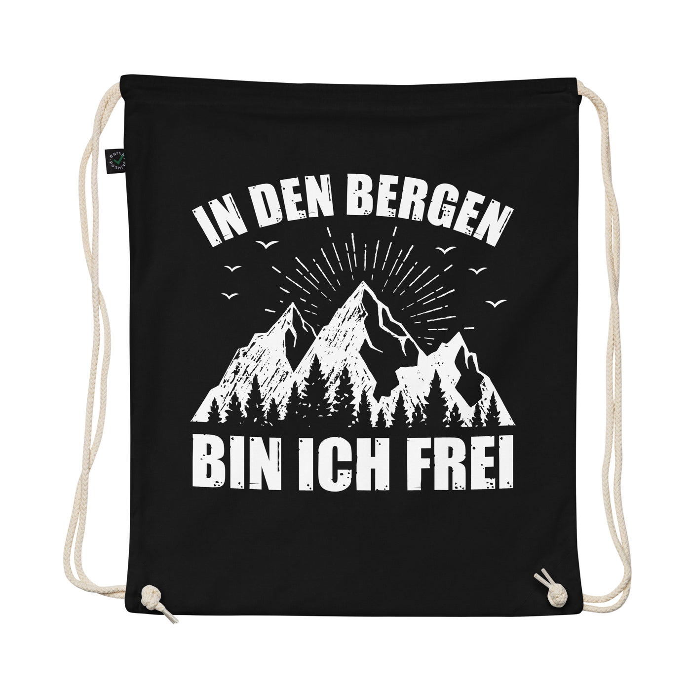 In Den Bergen Bin Ich Frei - Organic Turnbeutel berge Schwarz