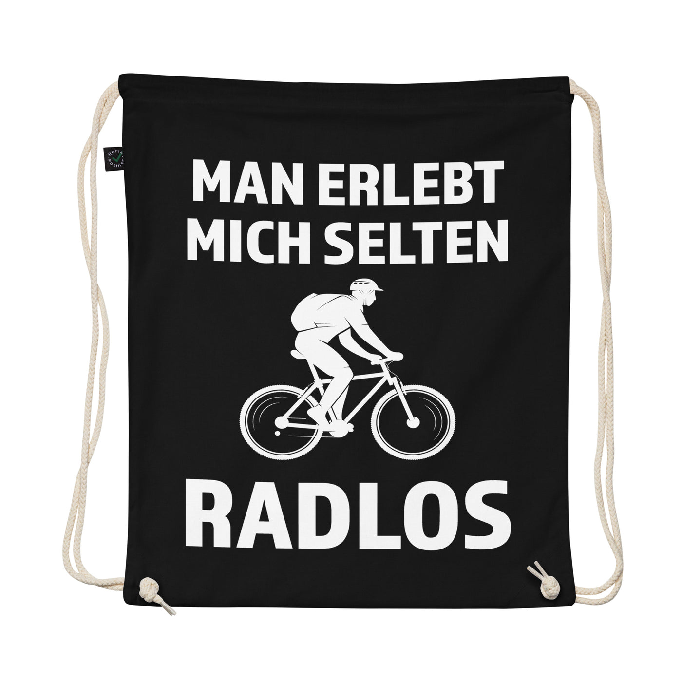 Man Erlebt Mich Selten Radlos - Organic Turnbeutel fahrrad mountainbike Schwarz