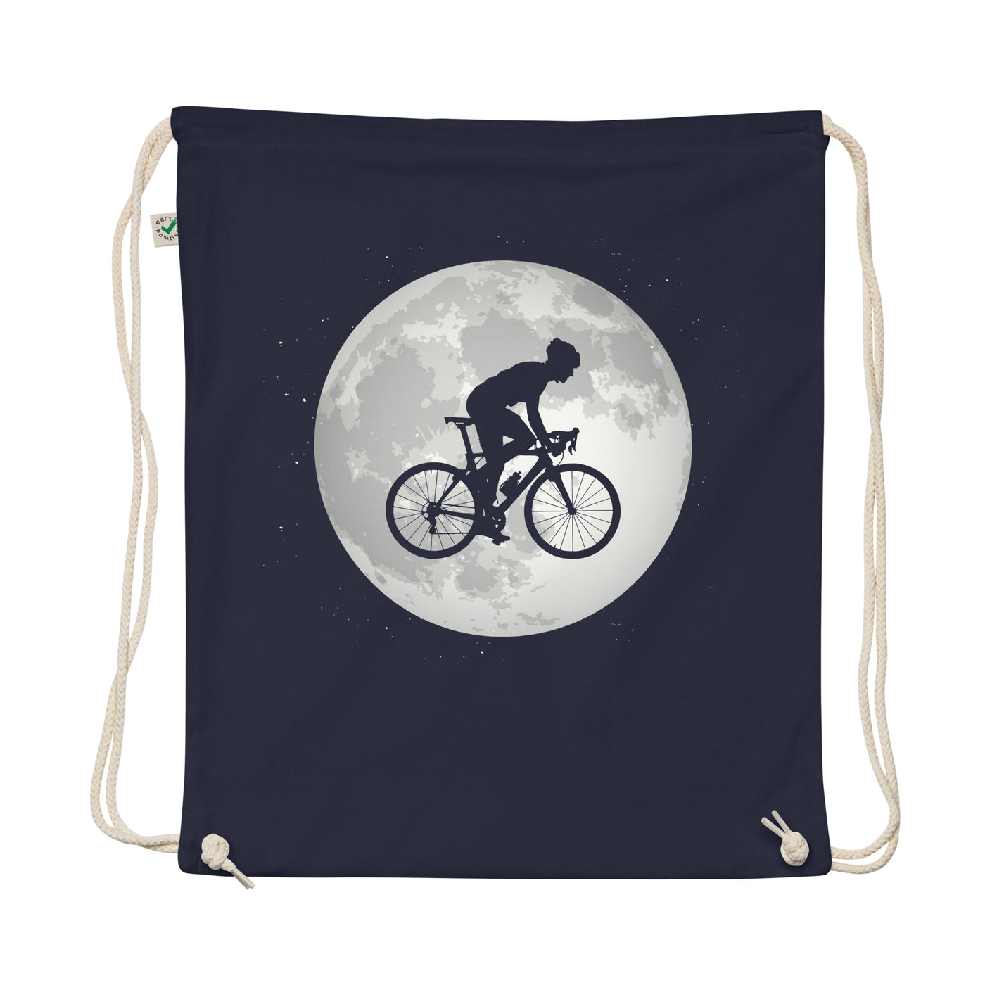 Full Moon - Man Cycling - Organic Turnbeutel fahrrad