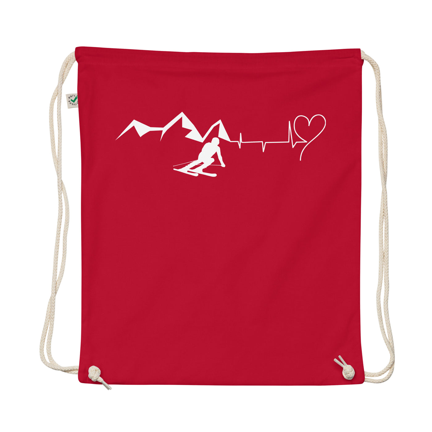 Heart - Heartbeat - Mountain - Skiing - Organic Turnbeutel ski