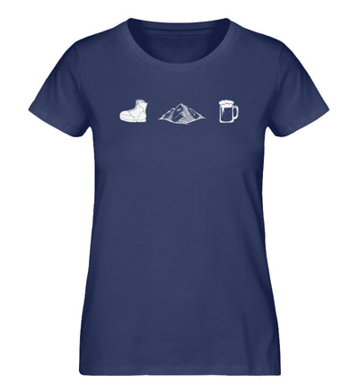 Wandern, Berge, Bier - Damen Organic T-Shirt berge wandern Navyblau