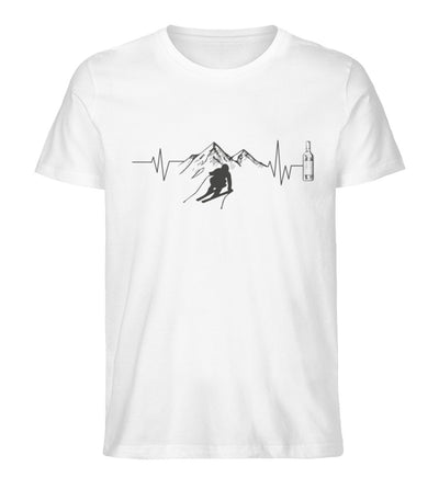 Herzschlag Berge, Wein und Ski - Herren Organic T-Shirt ski Weiß